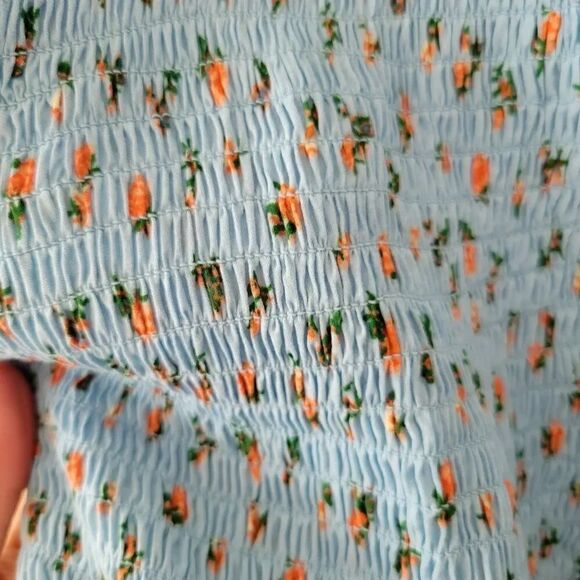 NWOT Free People bella smocked printed slip dress in sky blue - Picture 10 of 12